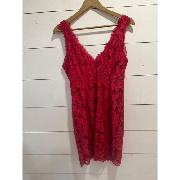 Adrianna Papell Red Lace Cocktail Party Dress Size 8 - Picture 5 of 7